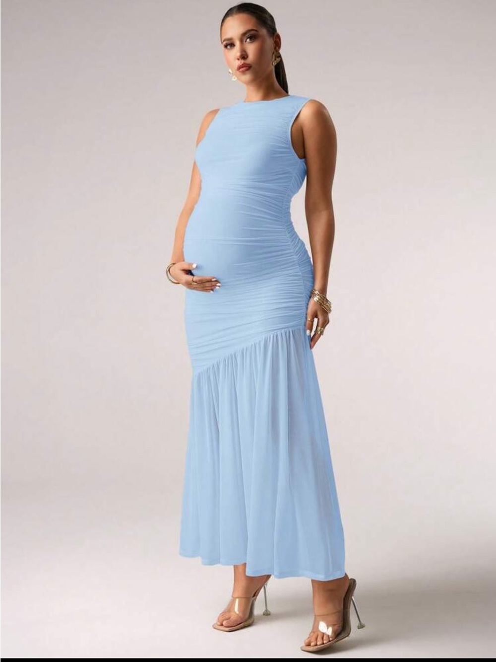 SHEIN Light Blue Maternity Dress